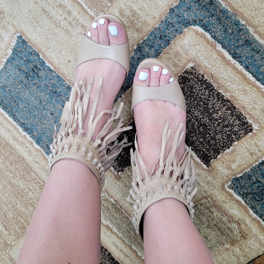 Fringe Heeled Sandals - Picture 5 of 7